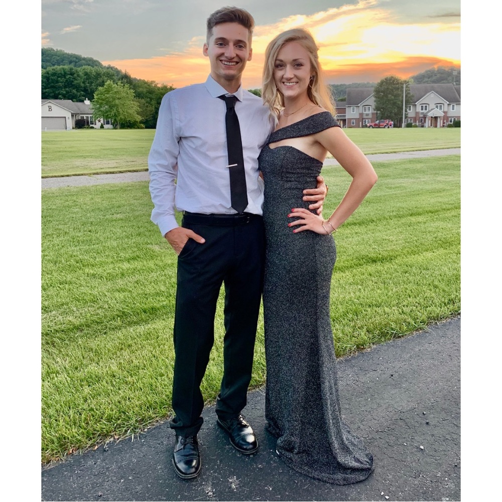 Windsor SMALL one shoulder black sparkle dress